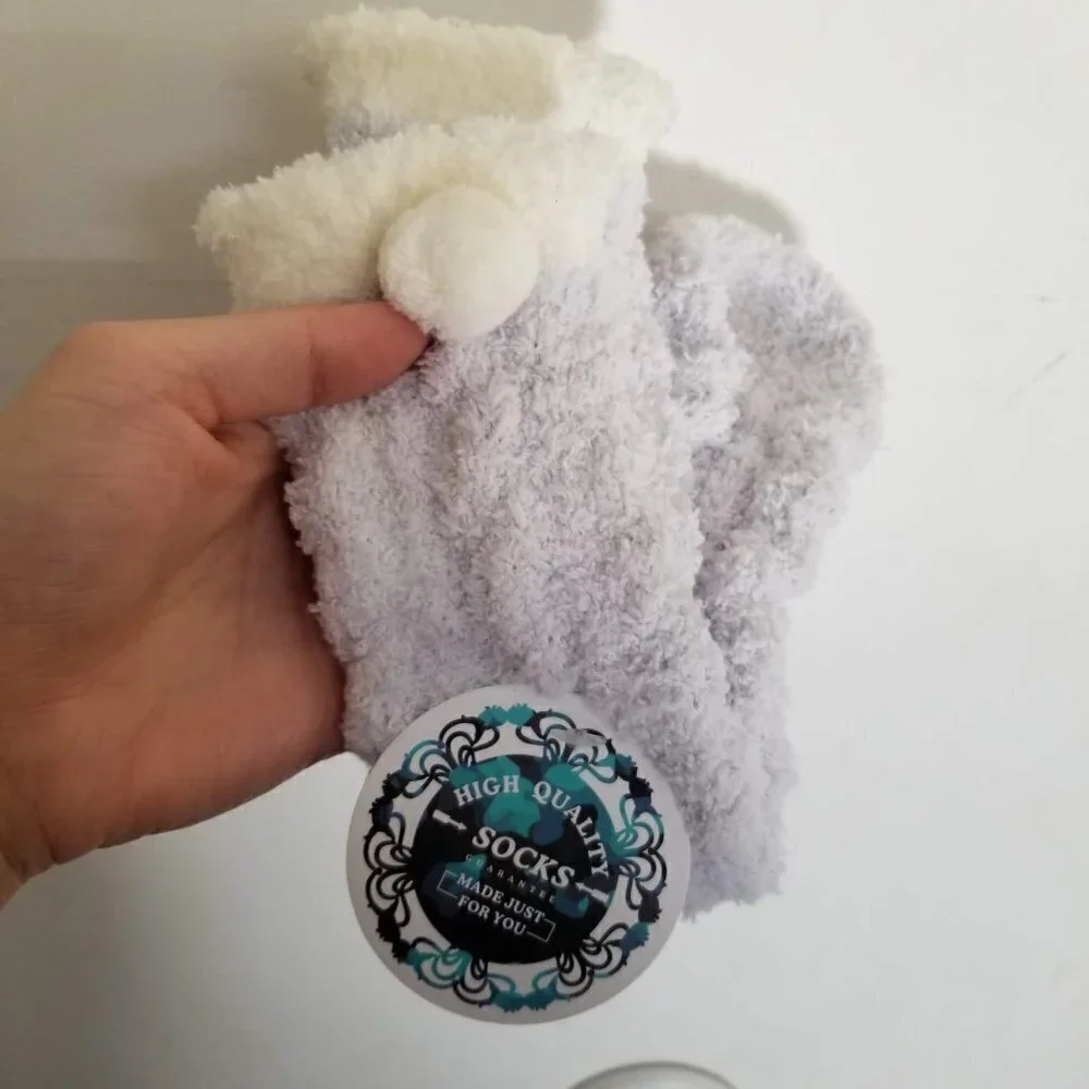 NEW High Quality Fuzzy Cozy Pom Pom Slipper Socks
